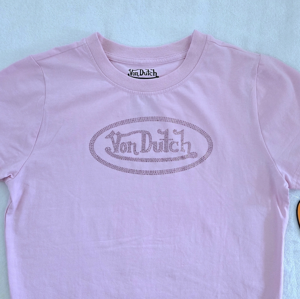 Von Dutch Pink🩷 Baby Tee👕 with Rhinestones💎 - NWT - Picture 9 of 12